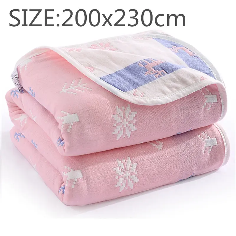 alpaca pink200x230cm 4 размера, Осеннее детское одеяло, муслиновое, хлопковое, 6 слоев, плотное, для новорожденных, детский Пеленальный чехол, детское постельное белье, здоровое, без запаха - Цвет: alpaca pink200x230cm