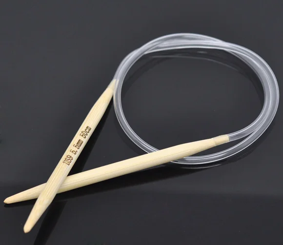 1 пара бамбуковых круглых вязальных игл 50 см (размер США 9/5 5 мм)|needles knitting|circular bamboo