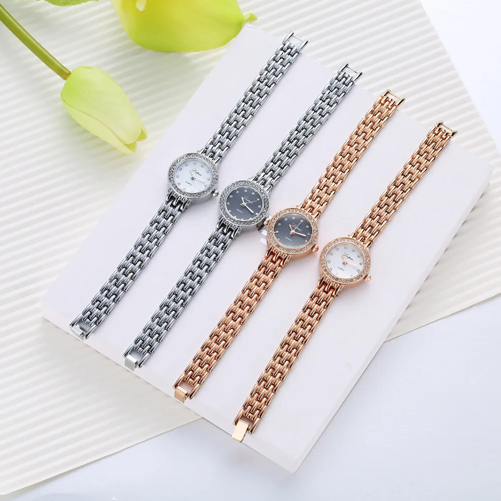 Женские кварцевые наручные часы Lvpai роскошные стразы из нержавеющей стали модные