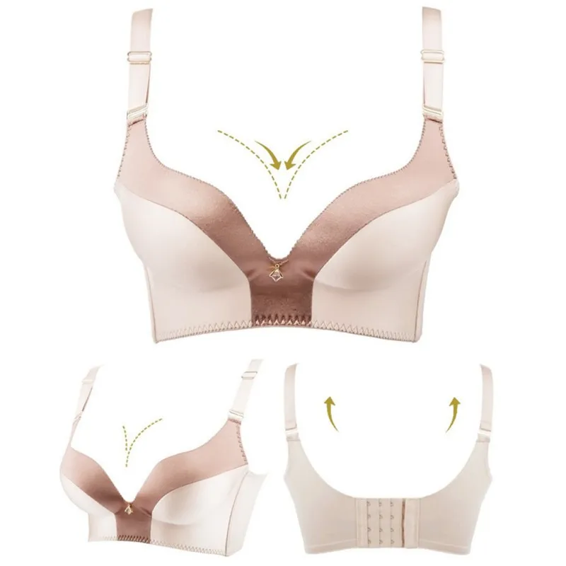 Women Deep V Neck Sexy Bra Brassiere Seamless Underwear Comfy Push Up Plunge Enhancer Side Support | Женская одежда