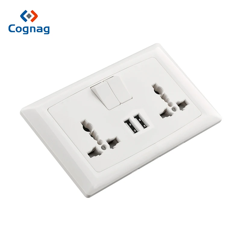 Wall Power Socket Double Universal 5 Hole Switched Outlet dual usb wall socket double 2.1A with indicator 146mm*86mm | Обустройство