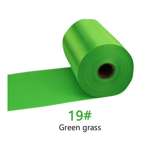 19-Green grass 25 метров/рулон 8 см/10 см/15 см в ширину шампанского атласная лента полиэстер лента для свадебного стула/автомобиля/вечерние украшения Ручное шитье DIY - Цвет: 19-Green grass