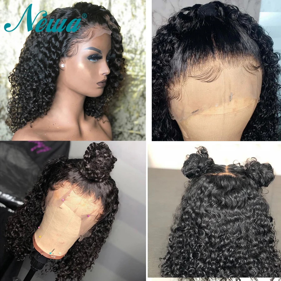 Newa волосы короткие кудрявые передние парики шнурка предварительно сорванные