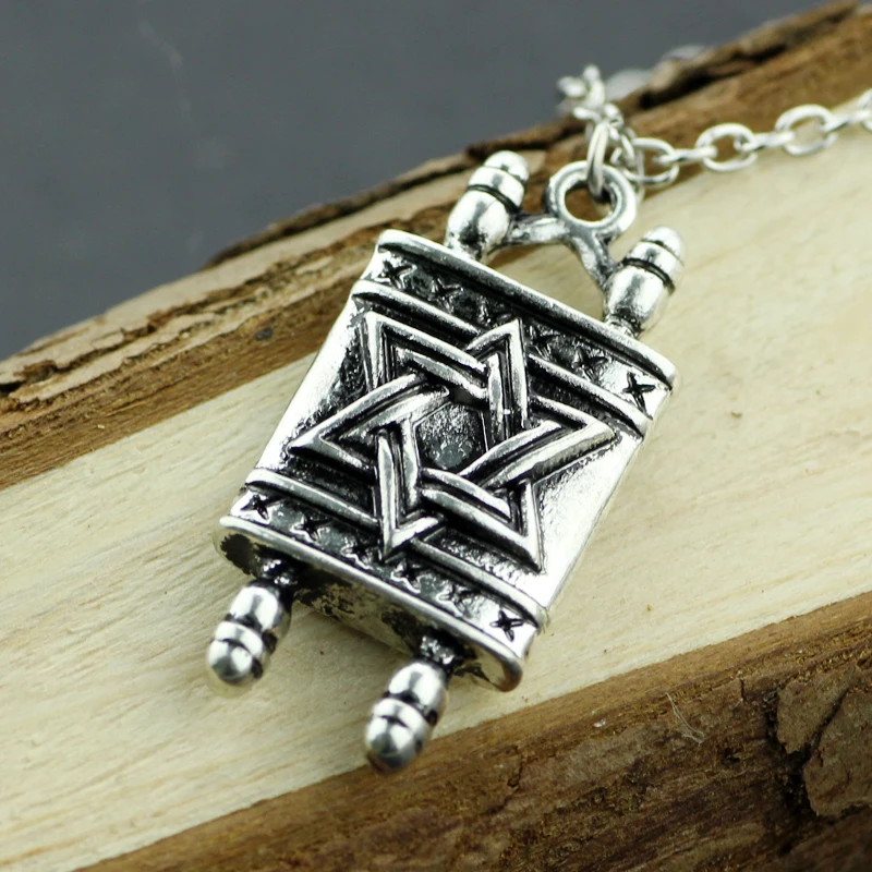 Еврейский Sefer СВИТОК ТОРЫ раннее ожерелье для мужчин и женщин со звездой Давида