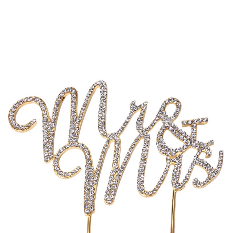 Свадебная вечеринка торт Топпер письмо Mr &amp Mrs Crystal Diamante горный хрусталь