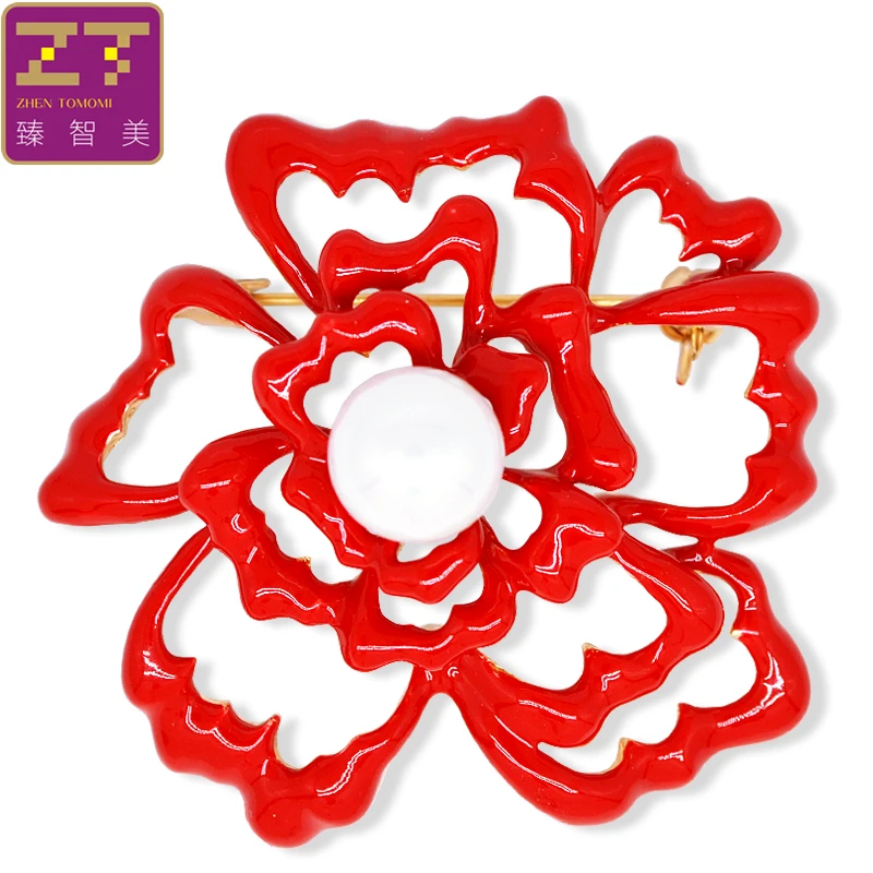 Zhen томоми красного цвета пион пирсинг элегантные женские имитация жемчужина