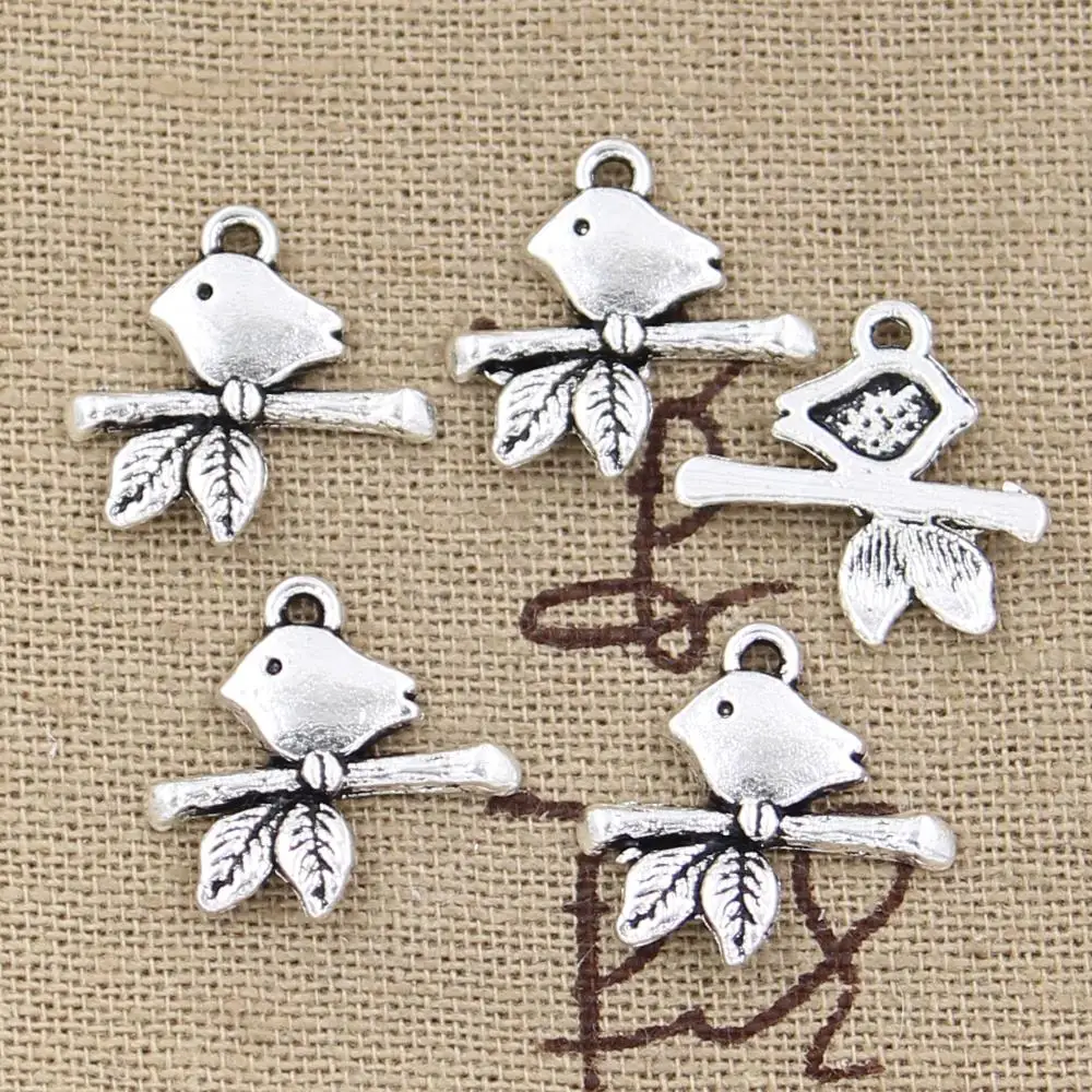 20 штук Подвески птица стоя ветви 17x16 мм Античная решений Подвеска fit, винтажные бронзовые тибетские серебряные цвета, DIY ювелирные изделия ручной работы