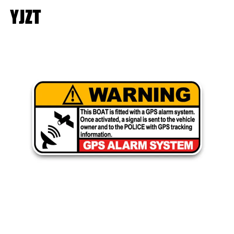 YJZT 13*5.8CM Warning Boat Real Time GPS Tracking Link To Police Decals PVC Car Sticker C1-3074 | Автомобили и мотоциклы