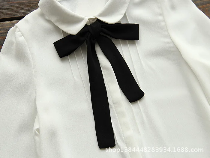 

2242 Japan Style women blouse mori girl Doll collar bow Organ pleats College wind Chiffon shirt blouse women Tops