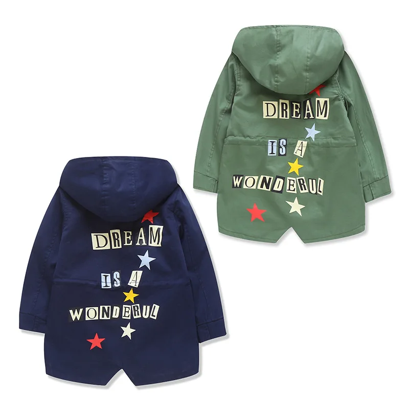 3-11T Teens Boys Coat Jacket Child Kids Letter Hooded Toddler Gentleman Fashion Windbreaker Outerwear Autumn Spring Clothes | Детская