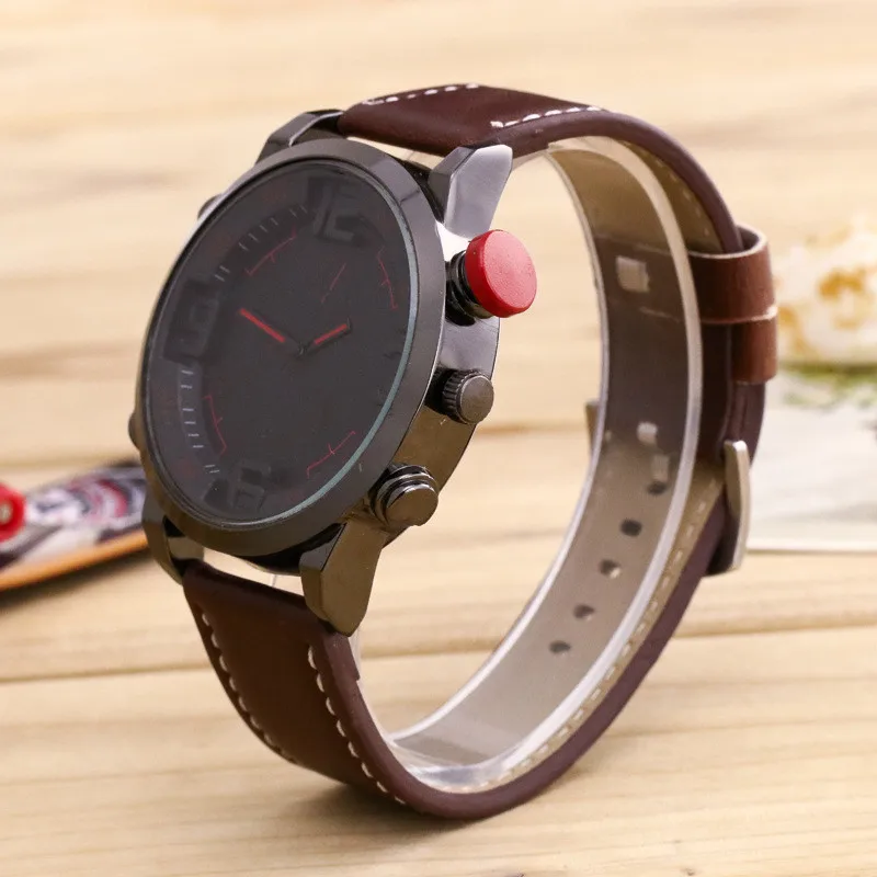 Спортивные часы Reloj армейские кварцевые мужские с большим циферблатом кожаные