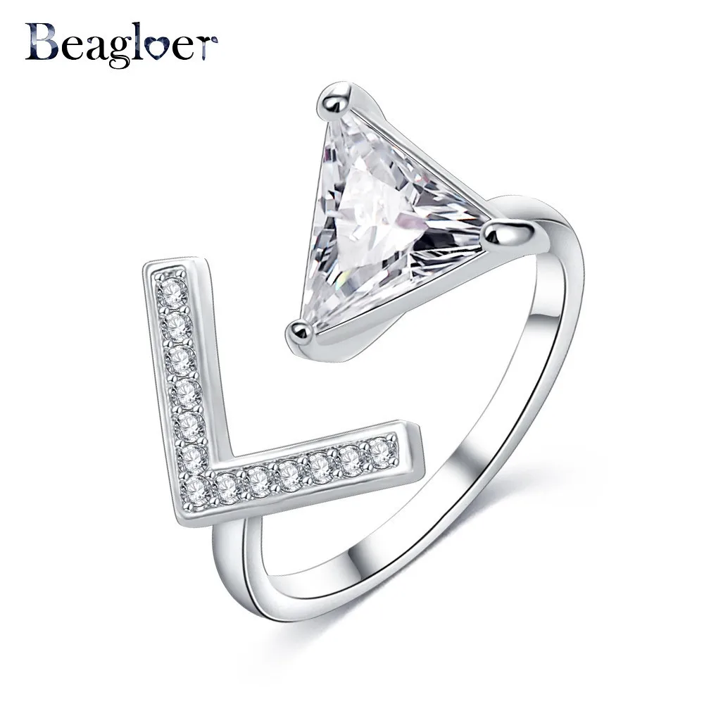 Beagloer Fashion Sparkling Zircon Silver Color Ring Women Engagement With Crystal Wedding Rings For Lady Jewelry Gift | Украшения и
