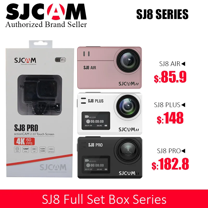Дешево! SJCAM SJ8 полный набор бокс серии экшн камера WiFi 4K 1200mAh HD DVR видеокамера