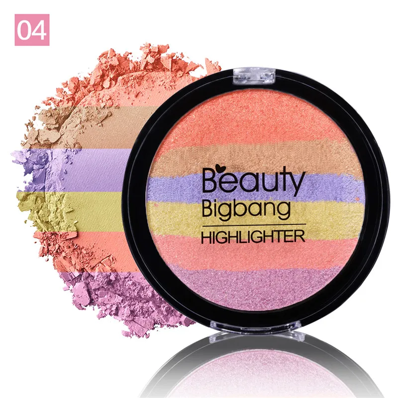 BeautyBigBang, Радужный хайлайтер, косметическая пудра, палитра бронзант, контур, мягкая минеральная палитра для макияжа лица, хайлайтер Maquiagem