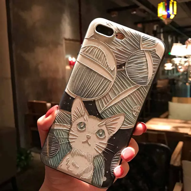 JIBAN Funny Cartoon Animal Phone Case for iphone X 8 8plus 7 7plus 6 6s 6plus Fashion Scrub 3D Painted Embossed Cover Wholesale |