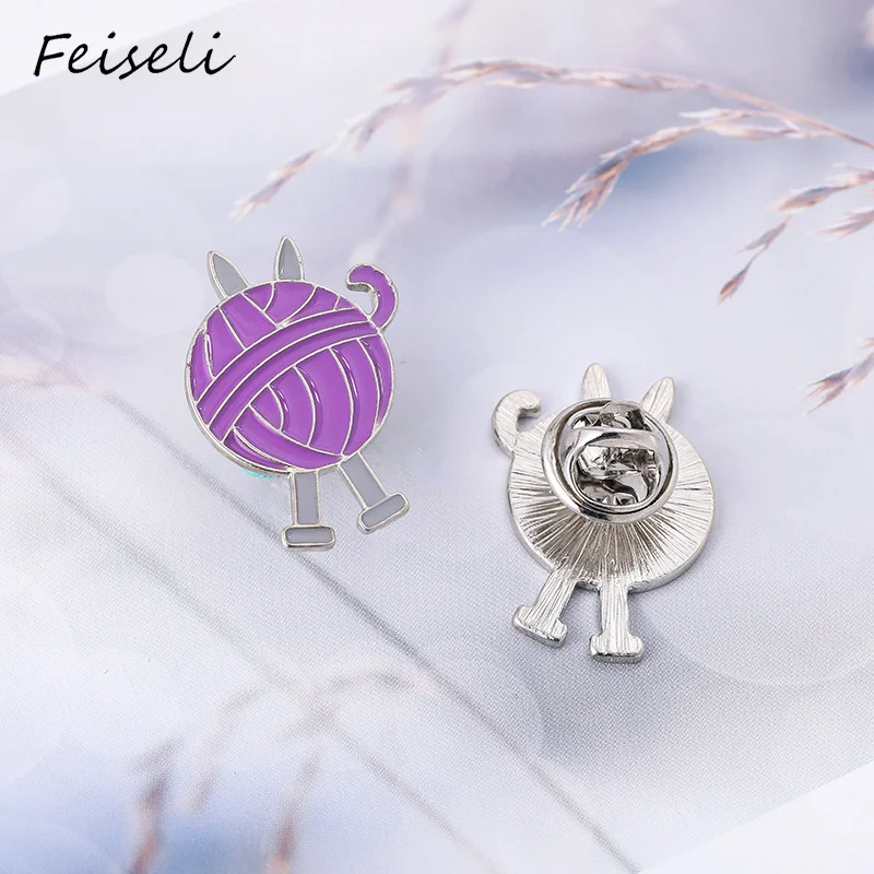 Женская эмалированная брошь Feiseli с шариком и шерстяной нитью для одежды |