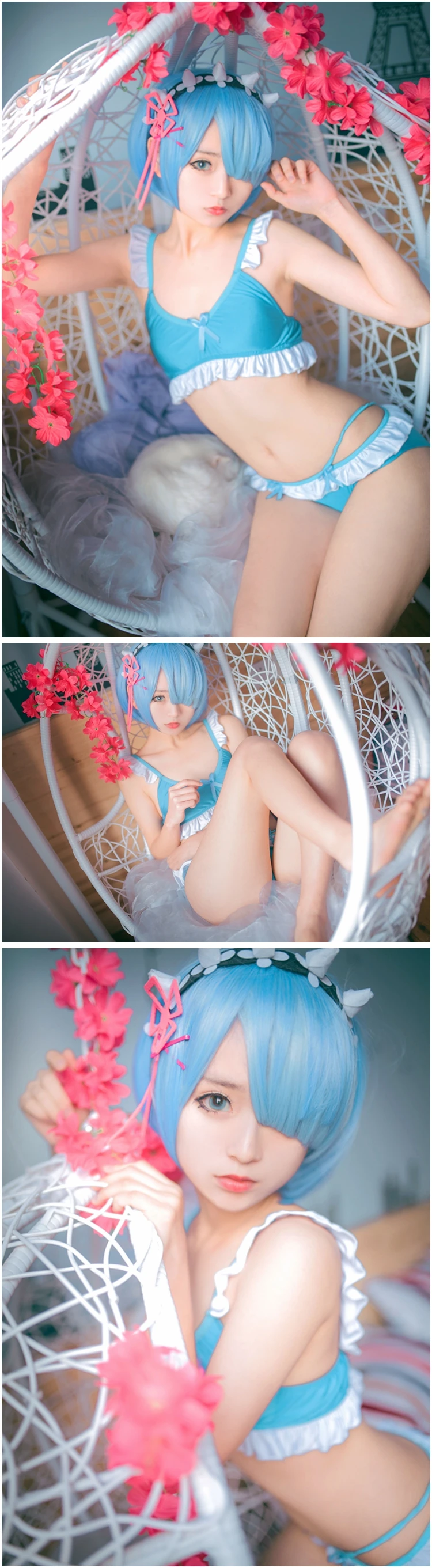 Re: Zero Ram Rem костюмы для косплея для взрослых женщин сексуальные комплекты бикини бюстгальтер нижнее белье трусы купальный костюм