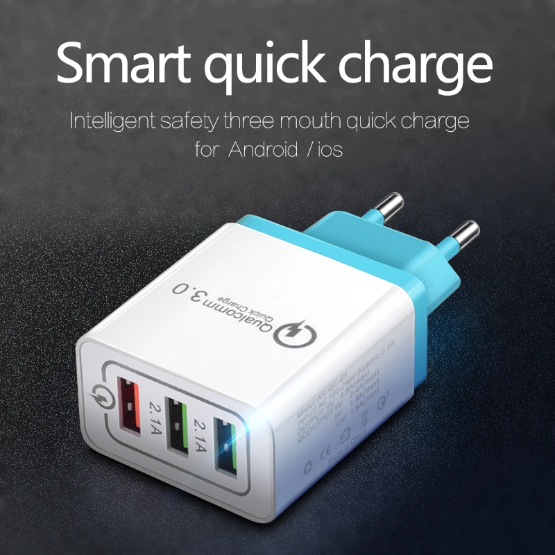 Универсальный 18 W USB Quick Charge 3 0 5 V 3A для iphone 7 8 ЕС Подключите мобильный телефон