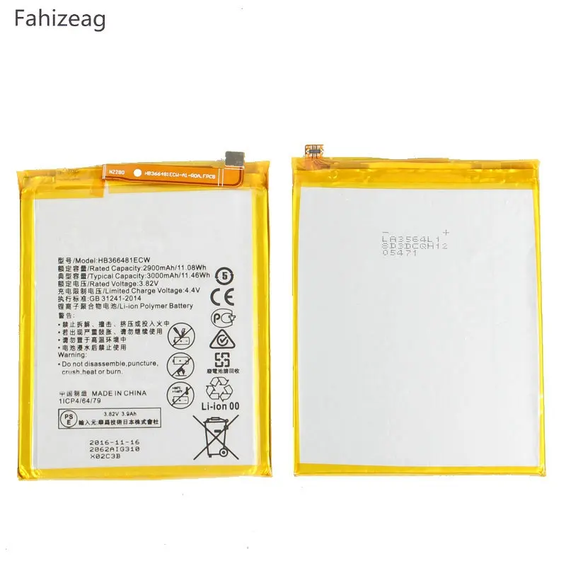 Сменный аккумулятор fahizeag 1x3000 мАч аккумуляторы HB366481ECW для Huawei P9 Lite G9 Honor 8 5C VNS-DL00 |