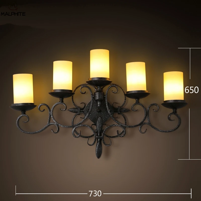 

Retro Iron Candle Lamp Sconce LED Wall Light Living room Decor Wall Lamps Bedroom bedside lamp Corridor Lighting Fixtures