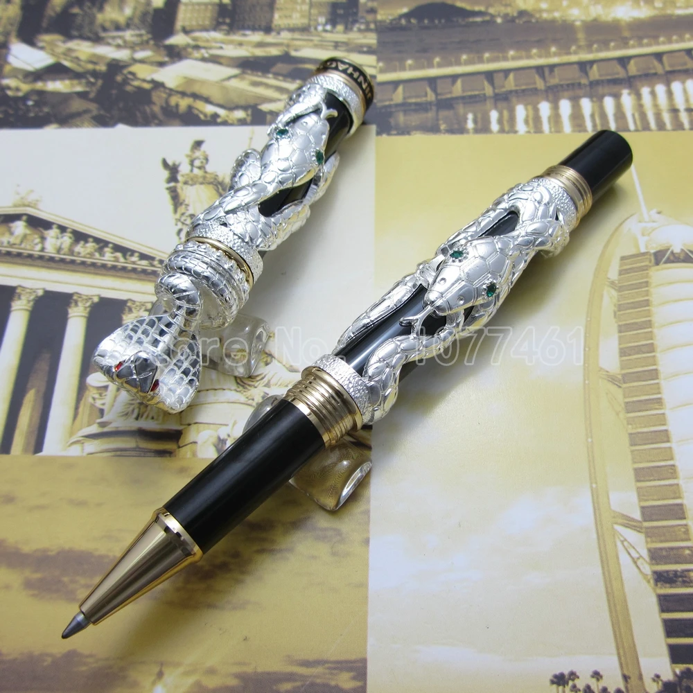 3 шт. jinhao белая черная золотая змея роликовая шариковая ручка с подарочной