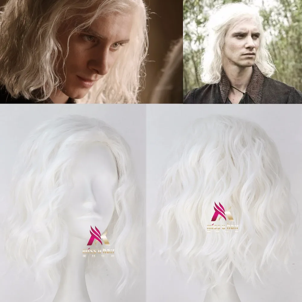 Viserys Таргариен белый парик косплей парик Игра престолов короткие кудрявые волосы синтетические волосы для взрослых Хэллоуин