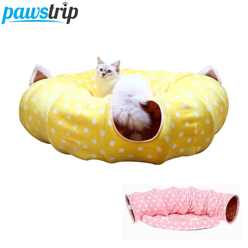 Pawstrip Интерактивная туннельная игрушка для кошек мягкая теплая кровать для кошек Зимний Спальный мешок для кошки хомяк морская свинка кролик кровать игрушки для домашних животных для кошек