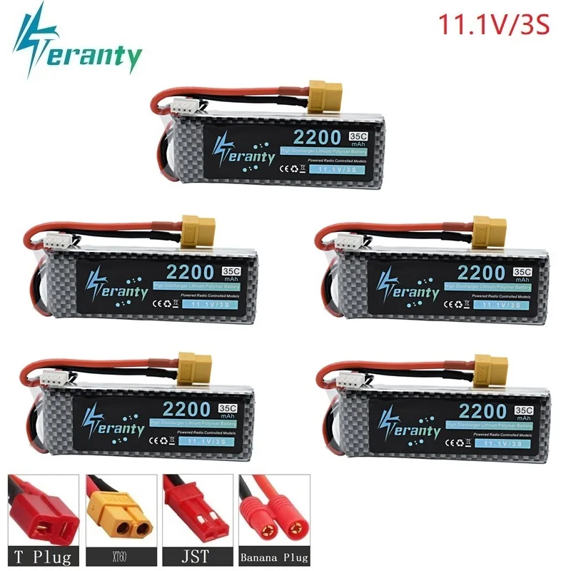 Teranty 11 1 v 2200mAh 35C LiPo батарея XT60/T/JST/EC5 разъем для радиоуправляемой машины самолета