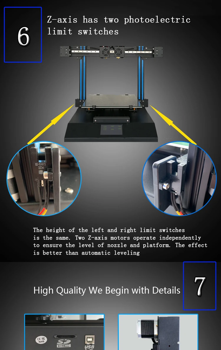 TL-D3 Pro Impresora 3D 300*300*350 мм 3d принтер два цвета с двумя насадками линейная рельсовая зеркальная 3D печать 4,3 дюймов сенсорный экран