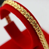 wrist bracelet yellow gold filled carved chain bracelet for women men