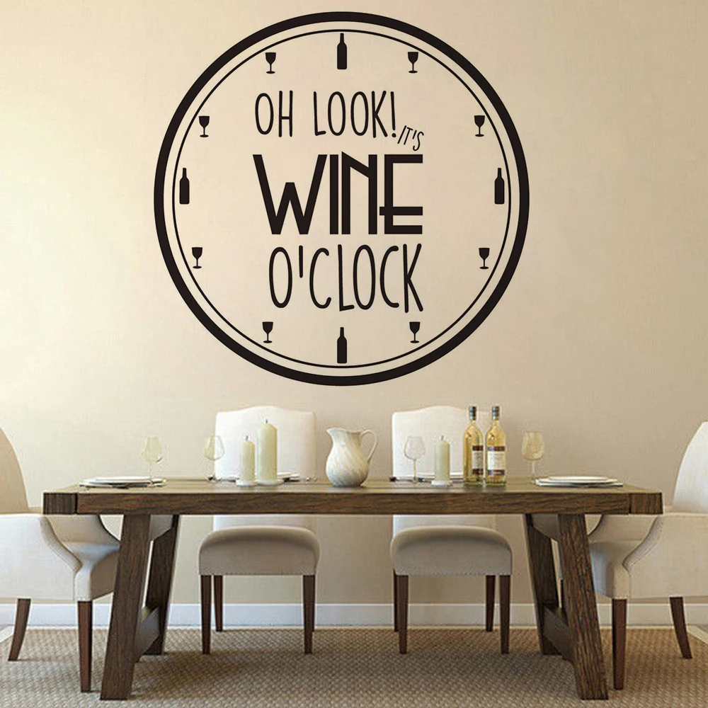 Виниловая настенная наклейка It's Wine Clock декор для кухни бюстгальтер вина съемные