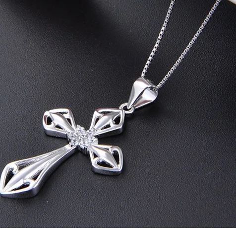 YJ001045 Fashion Zircon-inlaid Hanging Clavicle Chain Personal Accessories for Men and Women Jewelry S925 Silver Cross Pendant | Украшения
