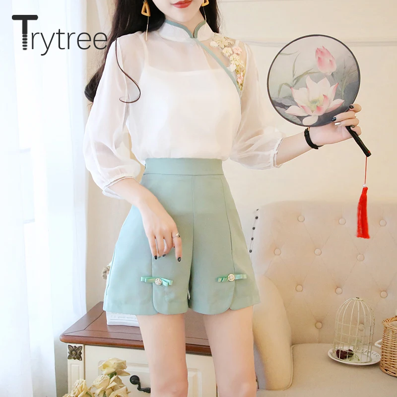 Trytree/летний женский комплект из трех предметов повседневные топы с цветочной