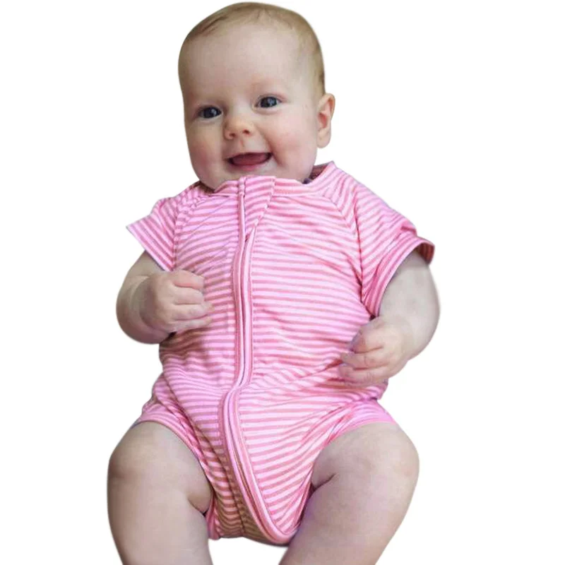 Детский хлопковый комбинезон для новорожденных летний модный розового цвета с