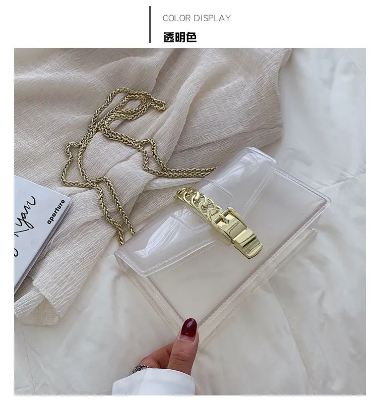 8 Colors Fashion Jelly Bag Casual Panelled Chain Shoulder Messenger Bags Summer Transparent Women Purse and Handbags Channel Bag