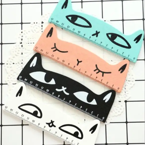 1 Piece Creative Kawaii Animal Cat Wood Ruler For Kids Students Maths Study Tools School Office Stationery | Канцтовары для офиса