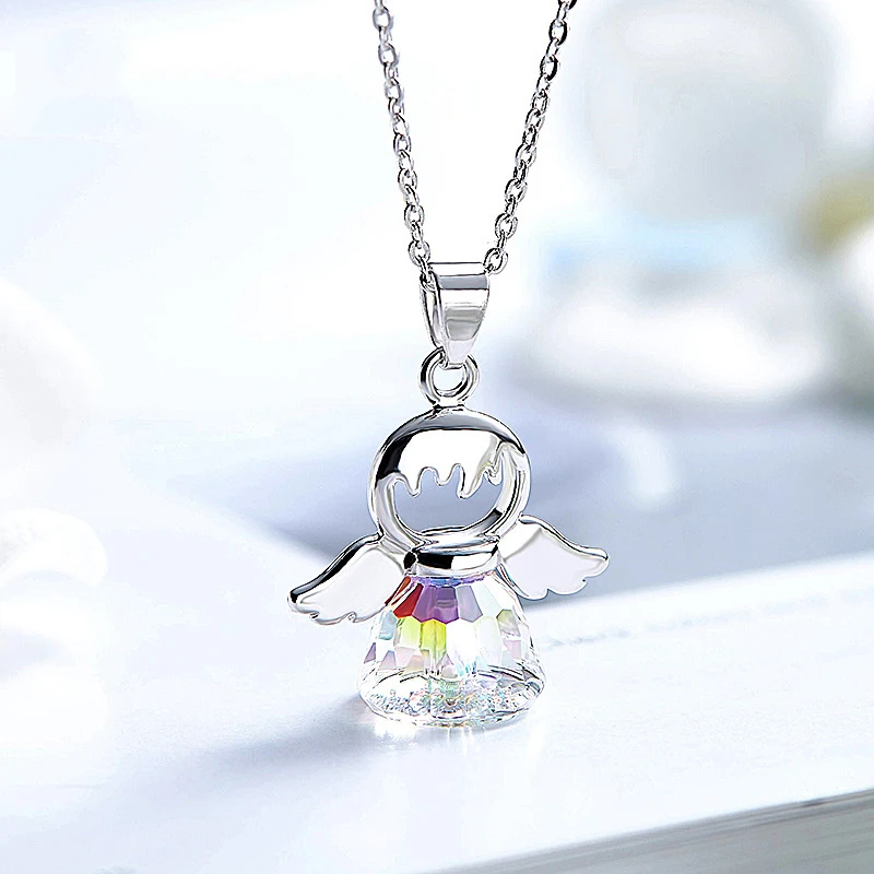 Перегородка милый ангел подвеска ожерелье кристаллы от Swarovski цвет серебро
