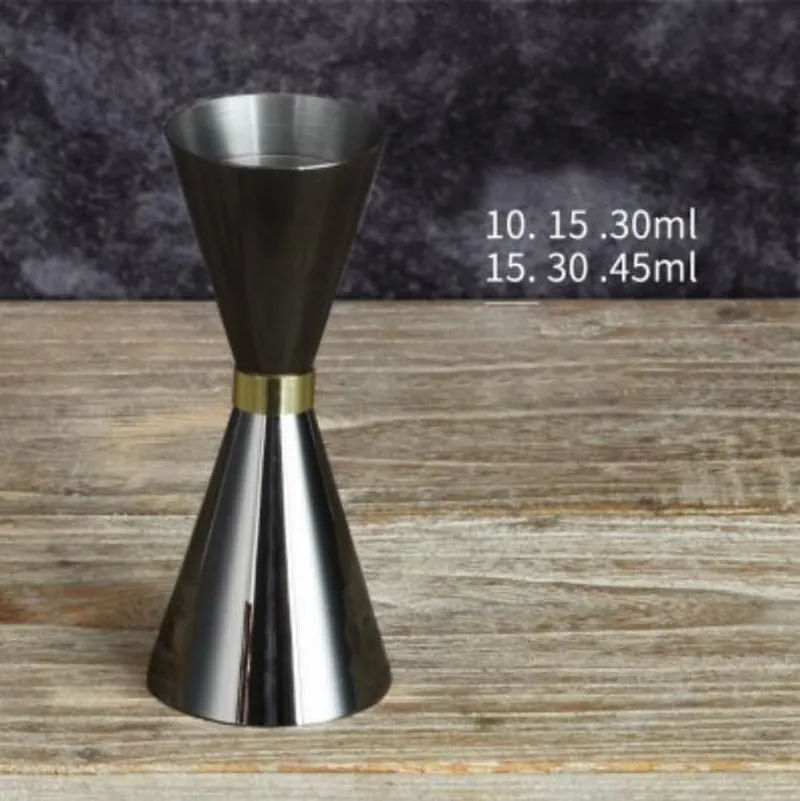 Черное кольцо с покрытием стакан для вина двойной головкой из нержавеющей стали