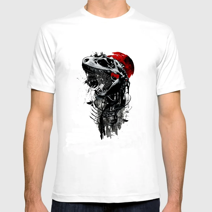 2018 Men's New Cotton Summer Tops Perfect Art Pattern Dinosaur Skull Face Male Fashion Short Sleeve Tees Casual T-shirt | Мужская