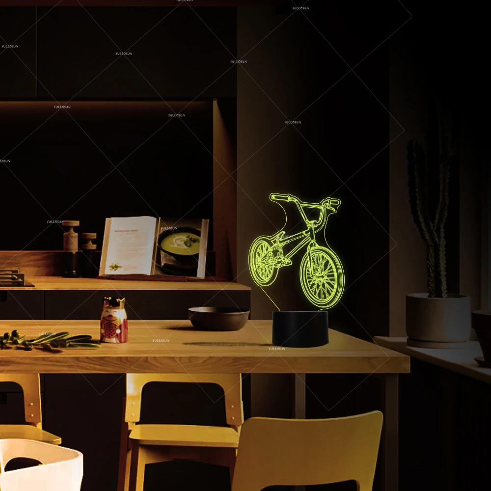 3D LED BMX ночник 7 видов цветов изменение формы велосипеда USB прикроватная