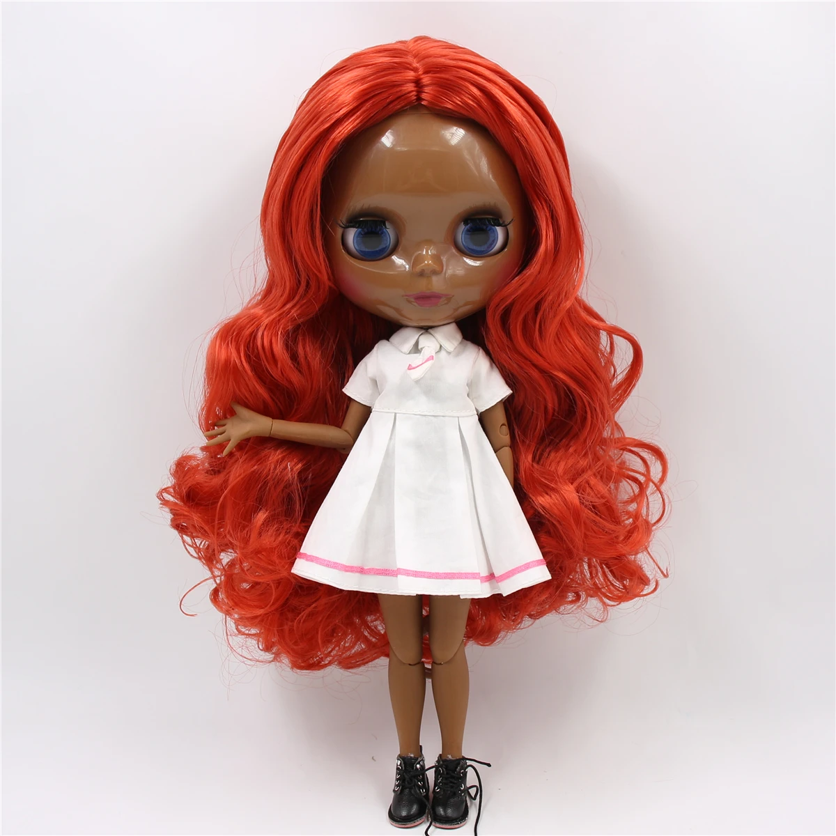 Ледяная кукла DBS Blyth 1/6 BJD для суставов тела красные волосы темная кожа матовое