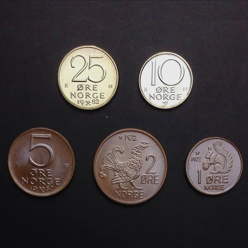 Норвегия 5 шт./компл. UNC оригинальная монета старой версии. Ограниченное издание