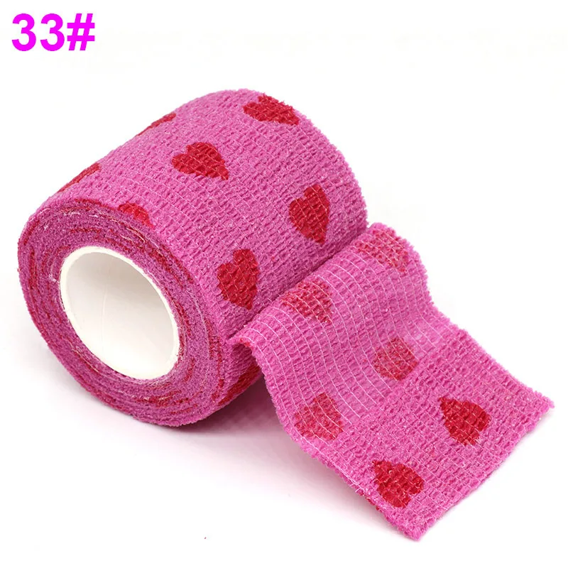 33 Heart Pink 4,5 м самоклеящаяся лента, медицинская терапия, эластичный бинт, защита колена, 1 шт., Спортивная, цветная, с принтом, для пальцев, суставов, ПЭТ лента - Цвет: 33 Heart Pink