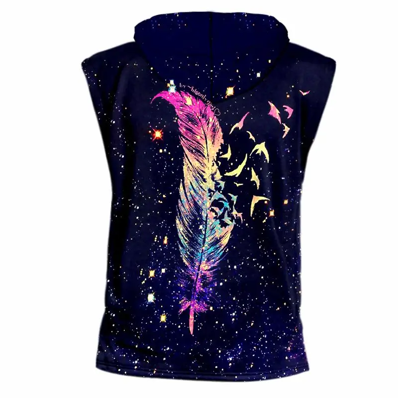 Мужская повседневная майка UJWI с капюшоном и принтом Галактики 3D Майки цветные