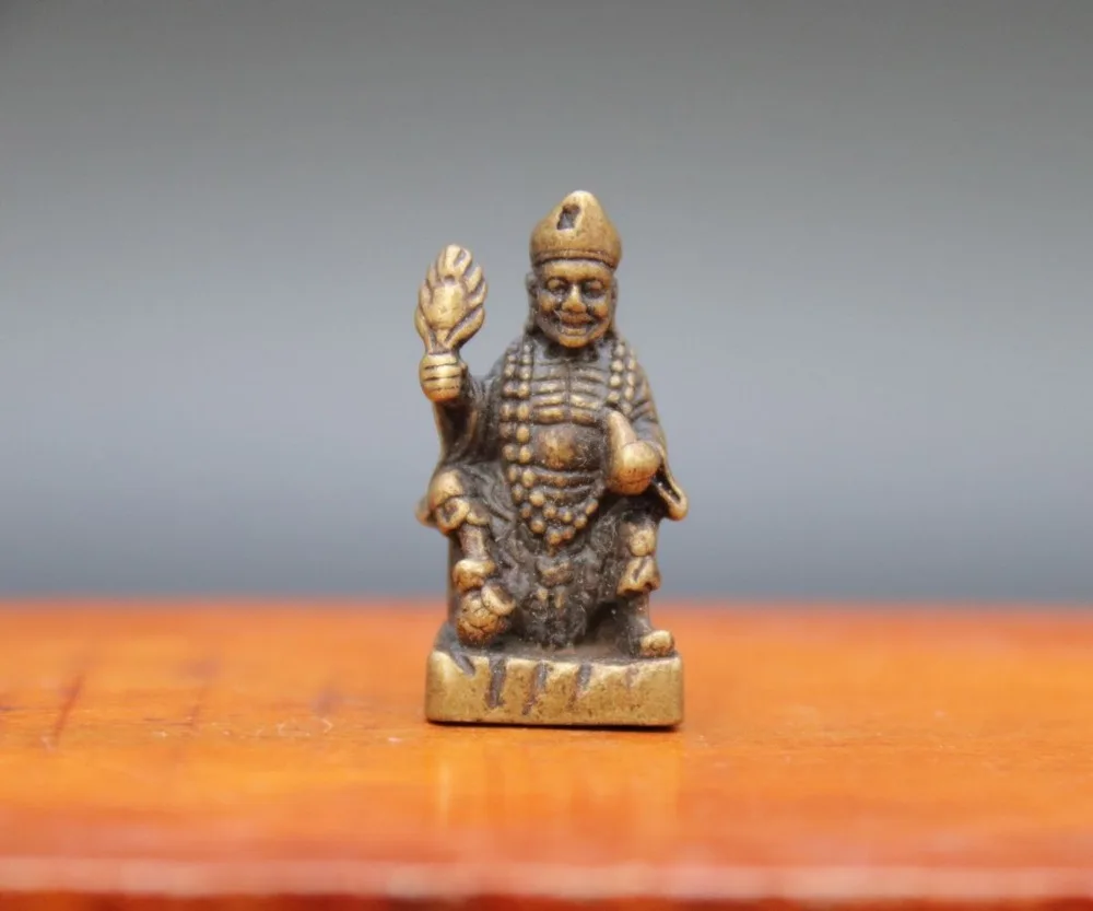 3 CM Pure Bronze Copper China Ancient Folk Monk Mad Jigong Amulet Sculpture | Statues &amp Sculptures