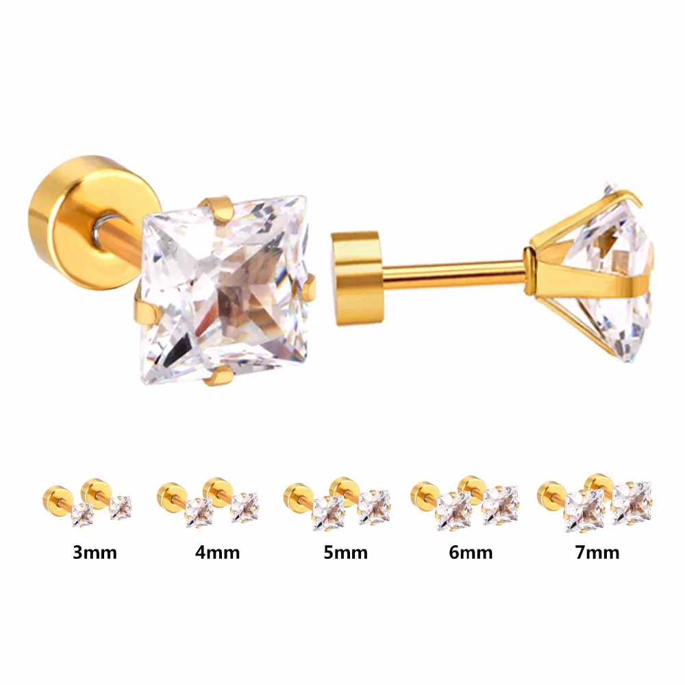 Серьги гвоздики LUXUKISSKIDS из нержавеющей стали с винтом на спине 5 парт/Лот модные