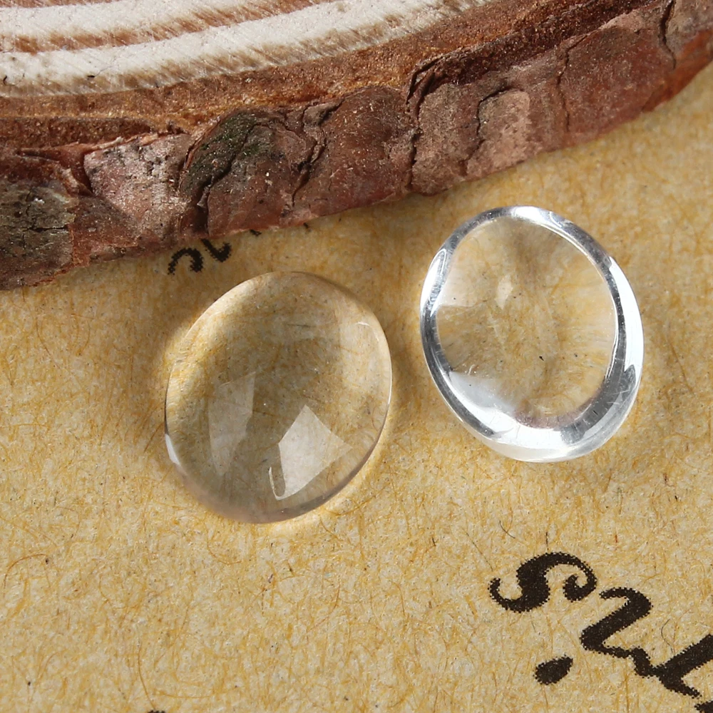 50Pcs Oval Transparent Glass Cabochons Crysta Clear Flat Back Domed Cover Cabs Fit Photo Frame Bezel Setting Findings | Украшения и