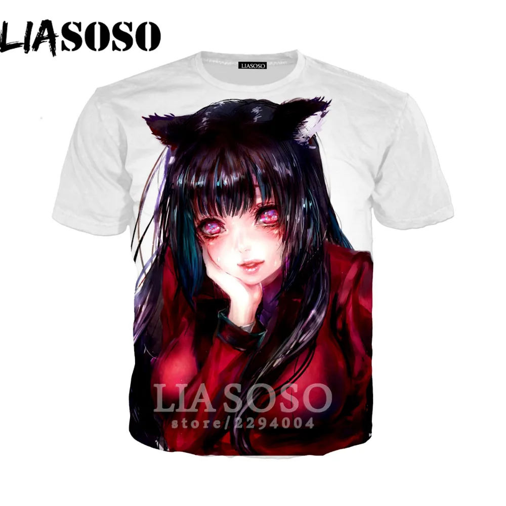 LIASOSO аниме Kakegurui японский 3D печать футболки короткий рукав хип-хоп