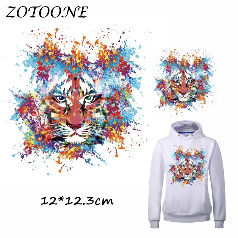 Цветные нашивки ZOTOONE с тигром для одежды футболок животных глажки наклейки