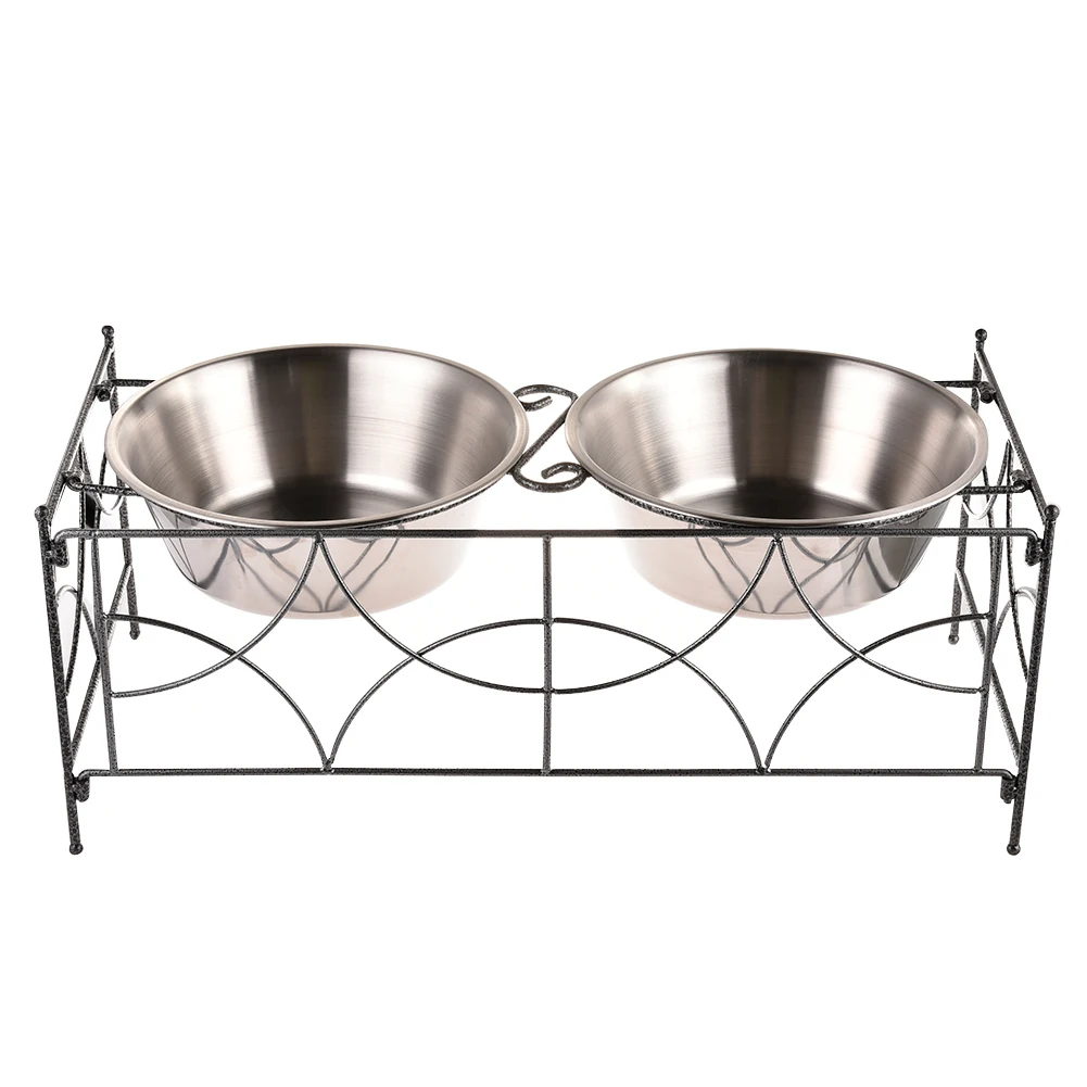 High quality Foldable Stainless Steel Double Bowls Travel Pet Dry Food Cat Bowl Outdoor Drinking Water Dog Dish Feeder Goods | Дом и сад